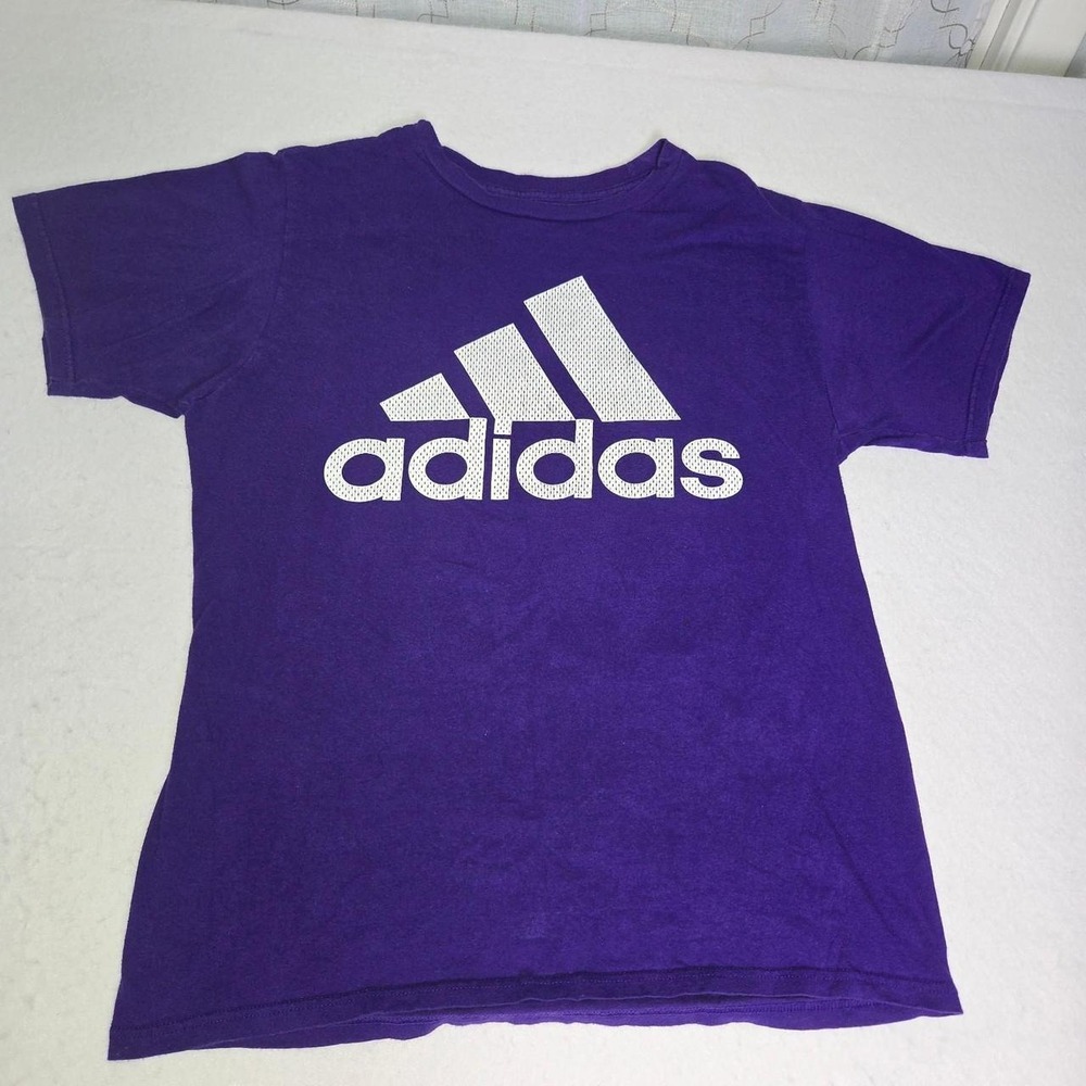 Adidas Logo Tee Women Size M Purple Good Short Sleeve Cotton Sporty Shirt